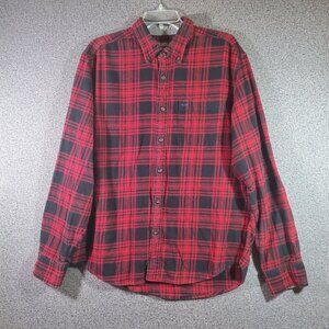 Eddie Bauer Red and Black Plaid Long Sleeve Flannel Shirt Men's XL